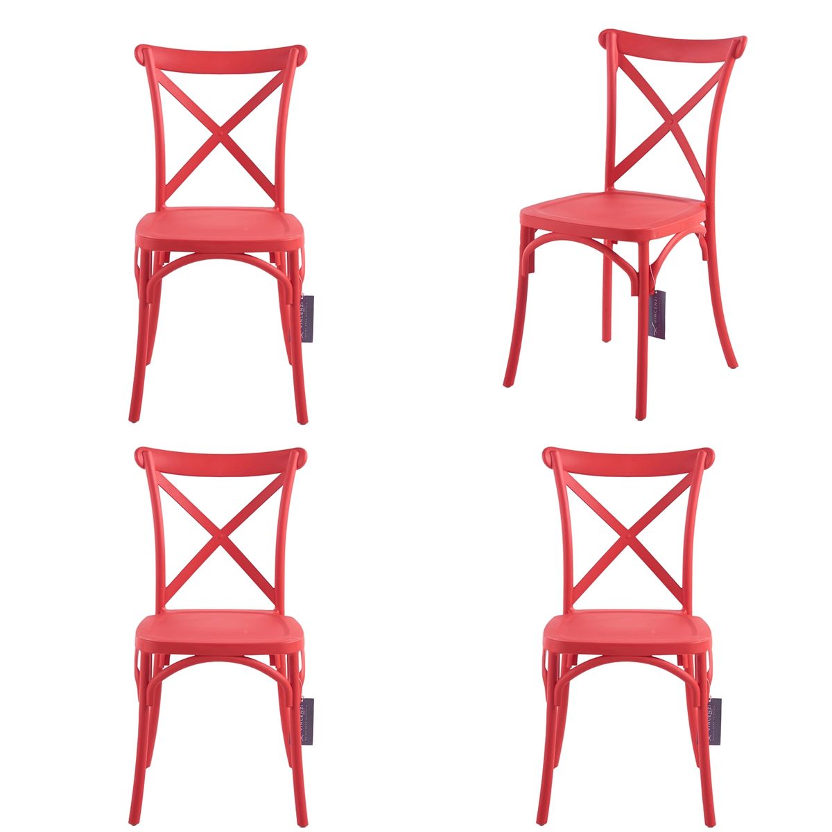 VINCENZI - Pack 4 Sillas Crossback Roja