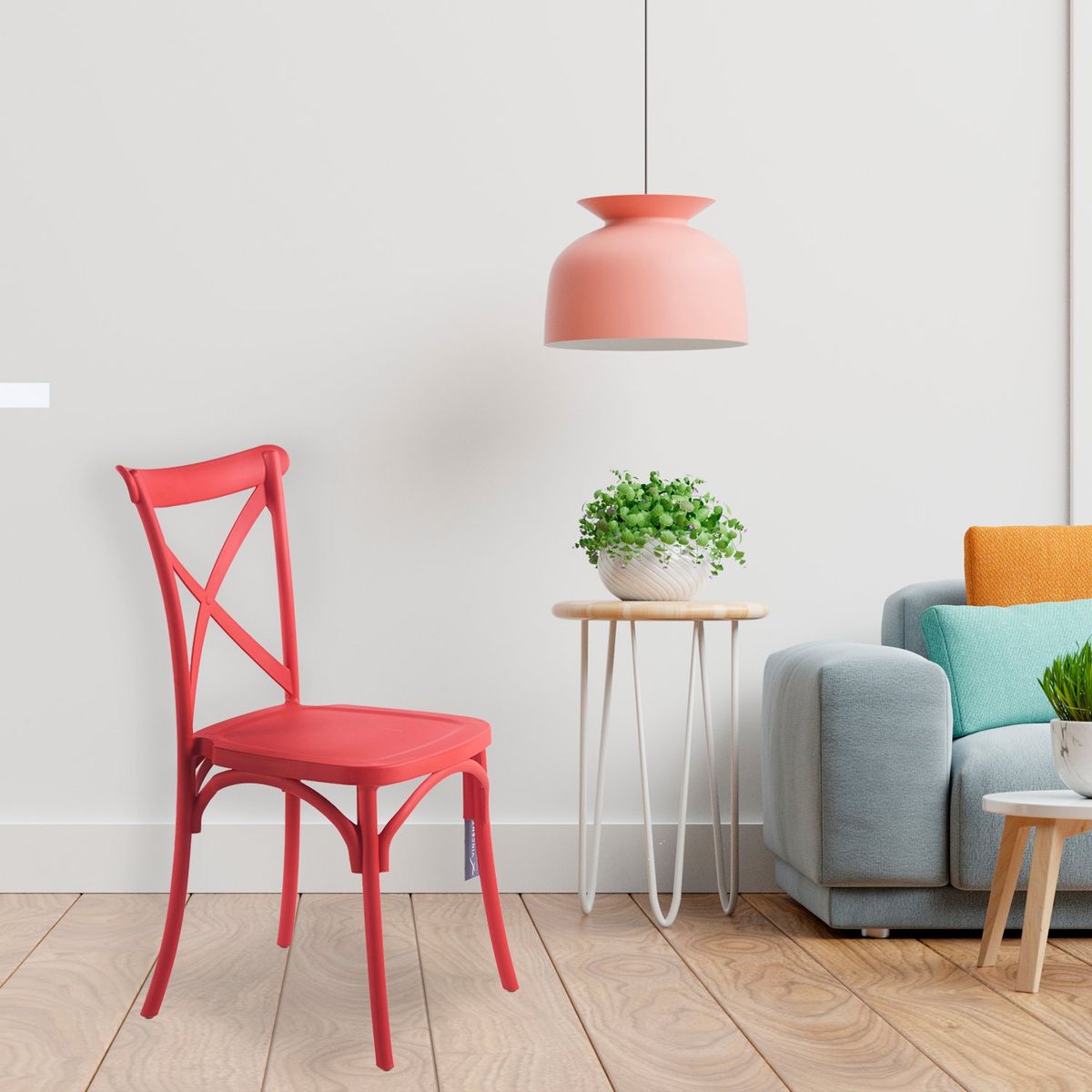 VINCENZI - Pack 4 Sillas Crossback Roja