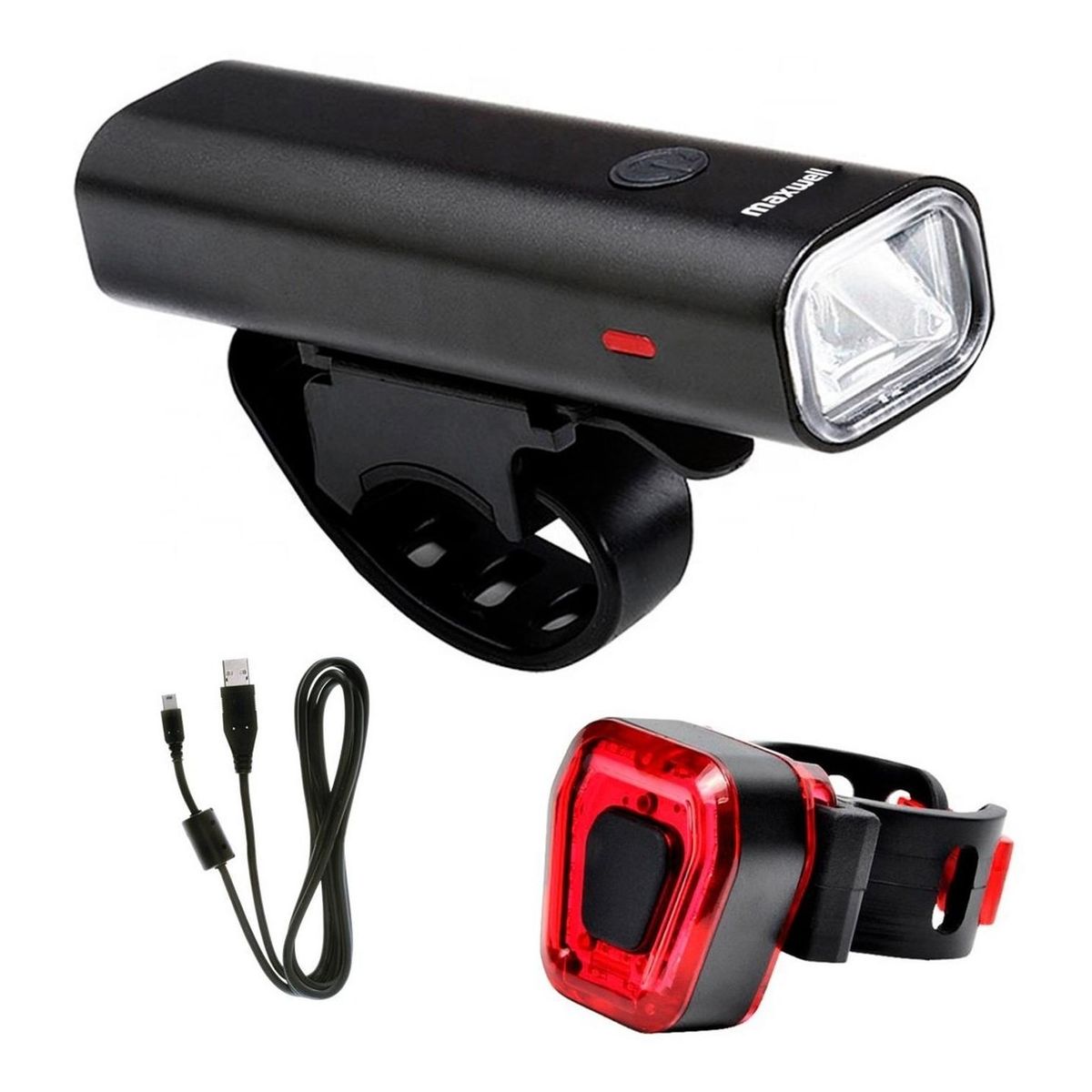 MAXWELL - Luz Bicicleta Set Delantera Trasera Usb Maxwell Impermeable