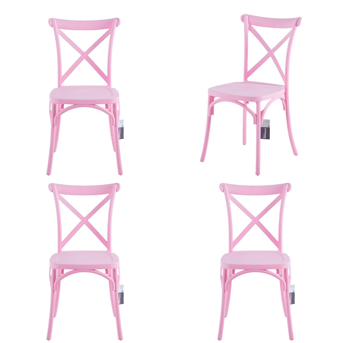 VINCENZI - Pack 4 Sillas Crossback Rosada