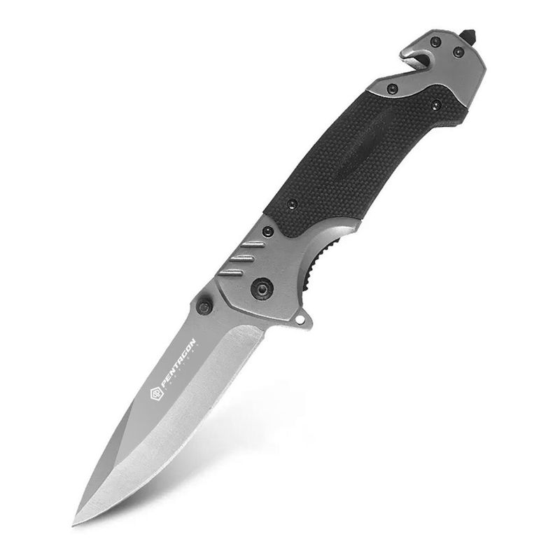 PENTAGON - Cuchillo Navaja Pentagon Caza Supervivencia Camping - Gris