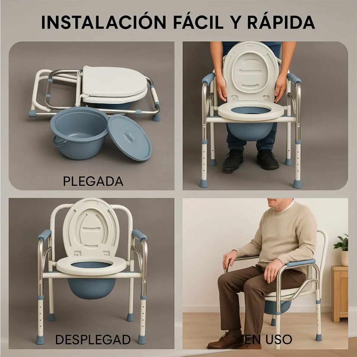 GENERICO - Baño Wc Portátil Plegable Cromado Silla