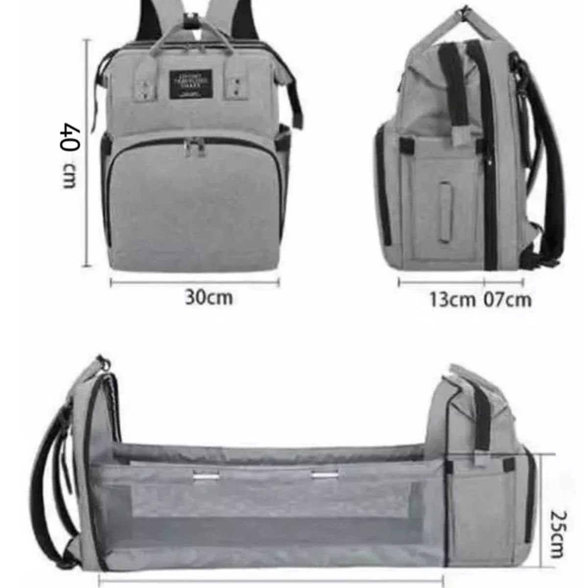 GENERICO - Mochila 3 En 1 Pañalera Cuna Y Mudador Portátil Para Bebés