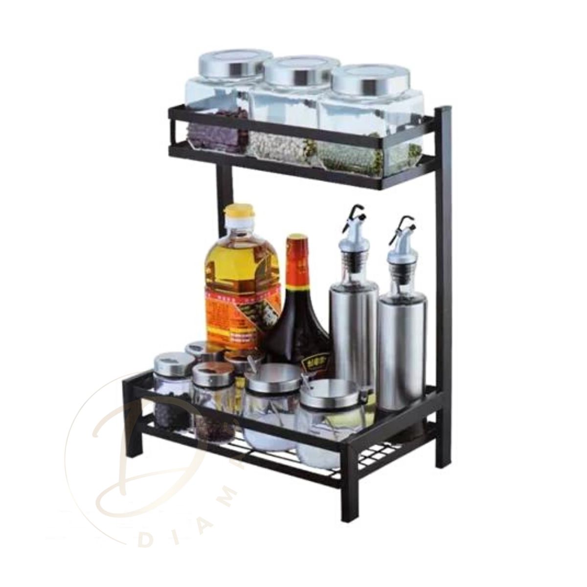 GENERICO - Rack Organizador de Especias De 2 Niveles Metal Organizador de Cocina