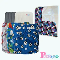 GENERICO - Pack 3 Pañales Ecológicos + 6 insertos + 1 Mat (Niño)