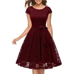 GENERICO - VESTIDO DE ENCAJE IDEAL PARA FIESTA BODA CIVIL MATRIMONIO