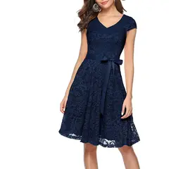GENERICO - VESTIDO CORTO DE ENCAJE IDEAL PARA FIESTA GALA BODA GRADUACION