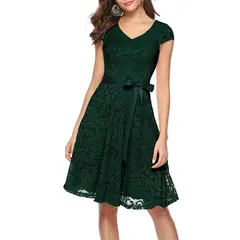 GENERICO - VESTIDO CORTO DE ENCAJE IDEAL PARA FIESTA GALA BODA GRADUACION
