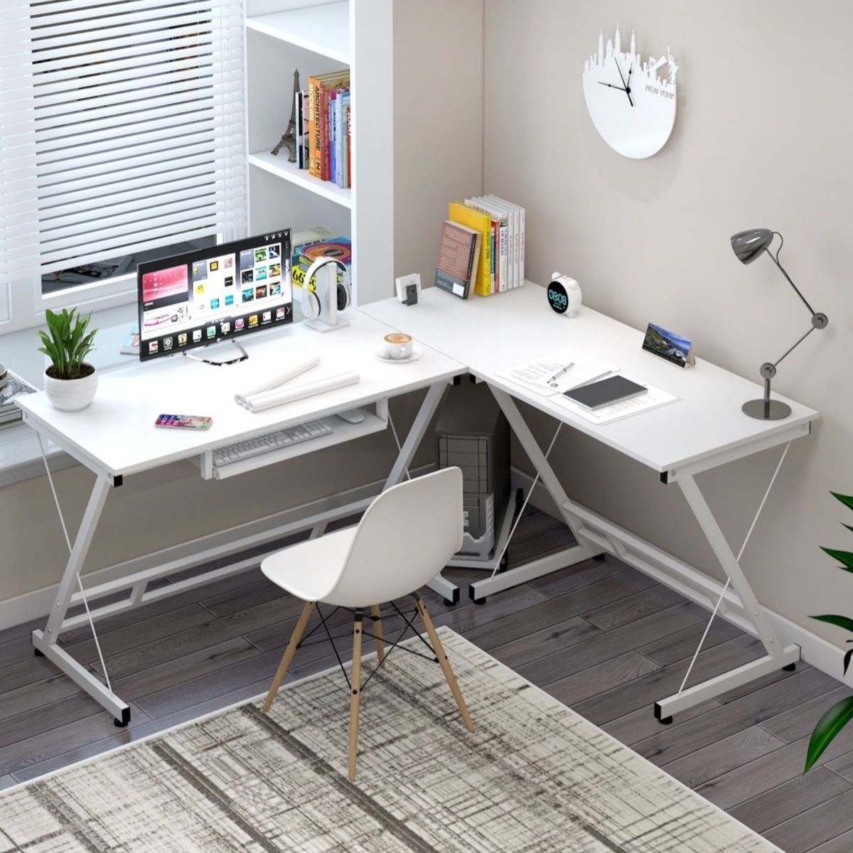 HOMER DESIGN - Escritorio Mesa Forma L Esquinero 110x51+120x51cm ZZ-W