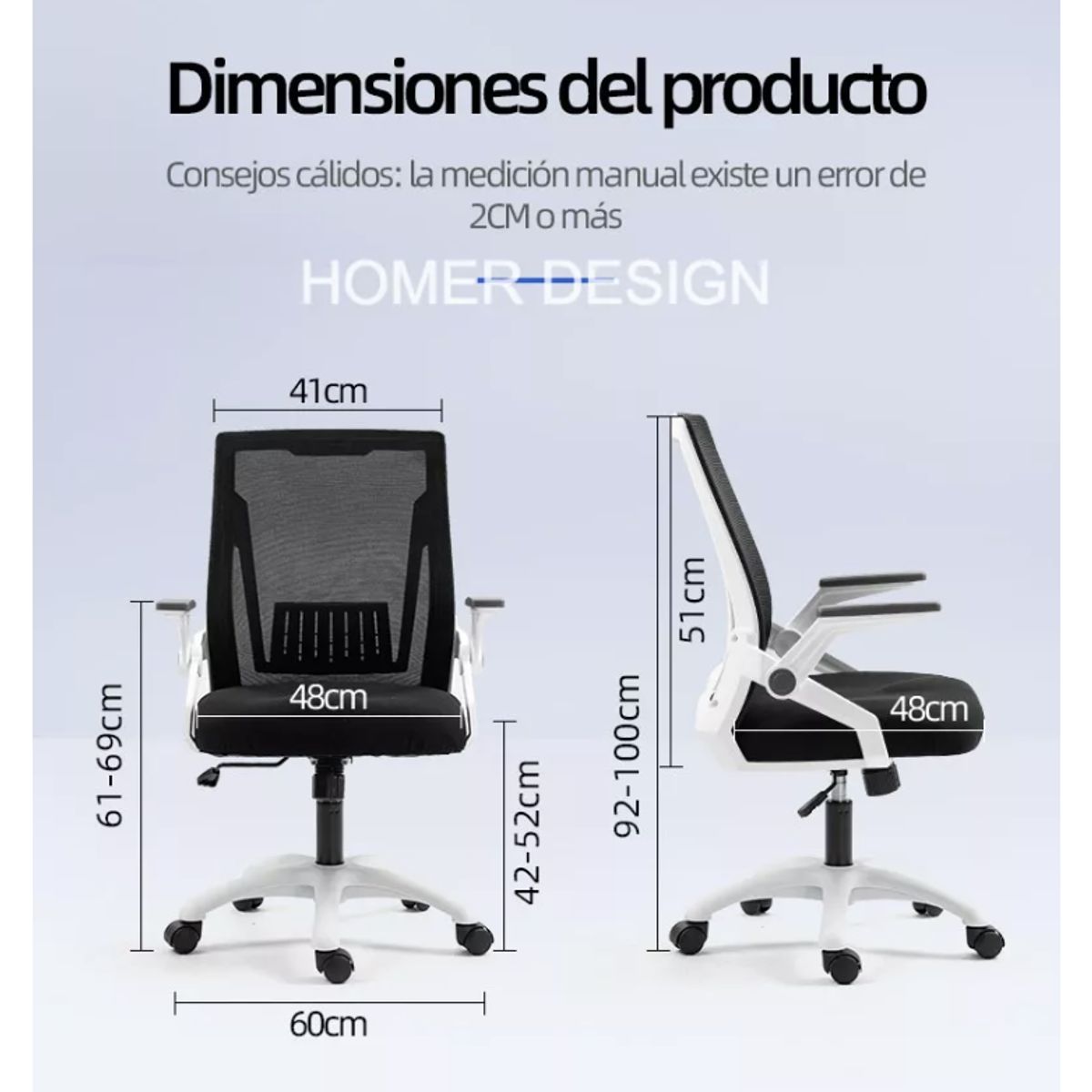 HOMER DESIGN - Silla De Oficina Bicolor Escritorio Con Asiento De Memoria