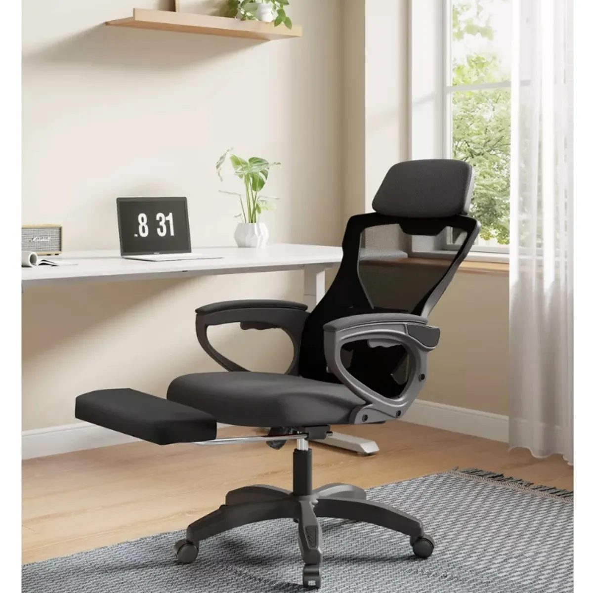 HOMER DESIGN - Silla De Oficina Ejecutiva Gamer Con Reposa Pie Reclinable