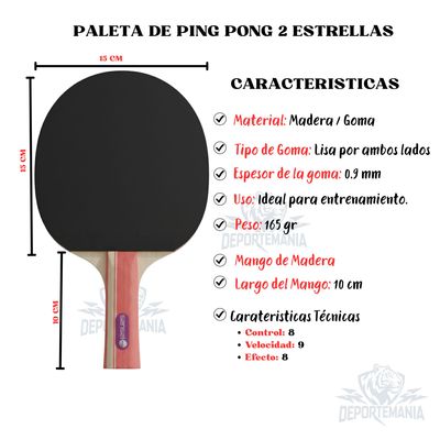 Imagen 2 del producto Set Ping Pong 2 Paletas + 3 Pelotas - 2* Goma Lisa