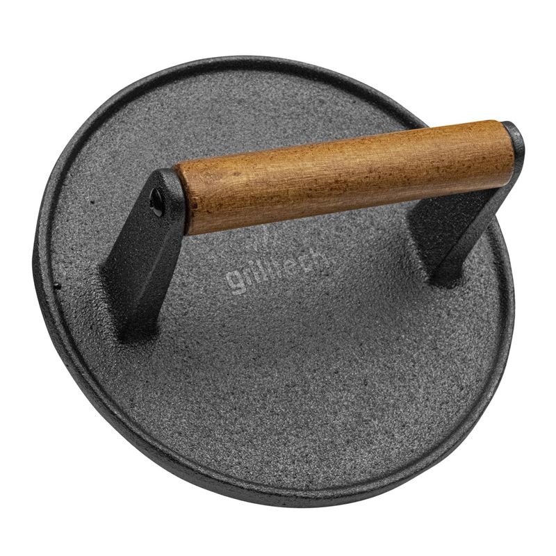 GRILLTECH - Prensa de Hamburguesas de Fierro Fundido