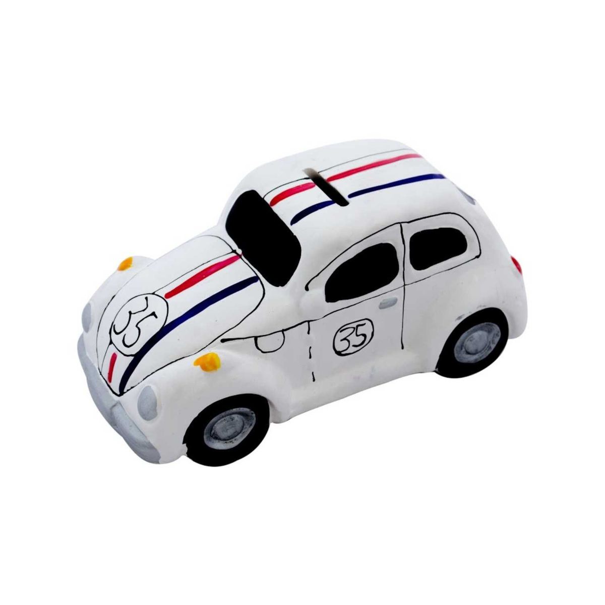 HOME ESSENTIALS - Alcancia decorativa de cerámica diseño auto escarabajo