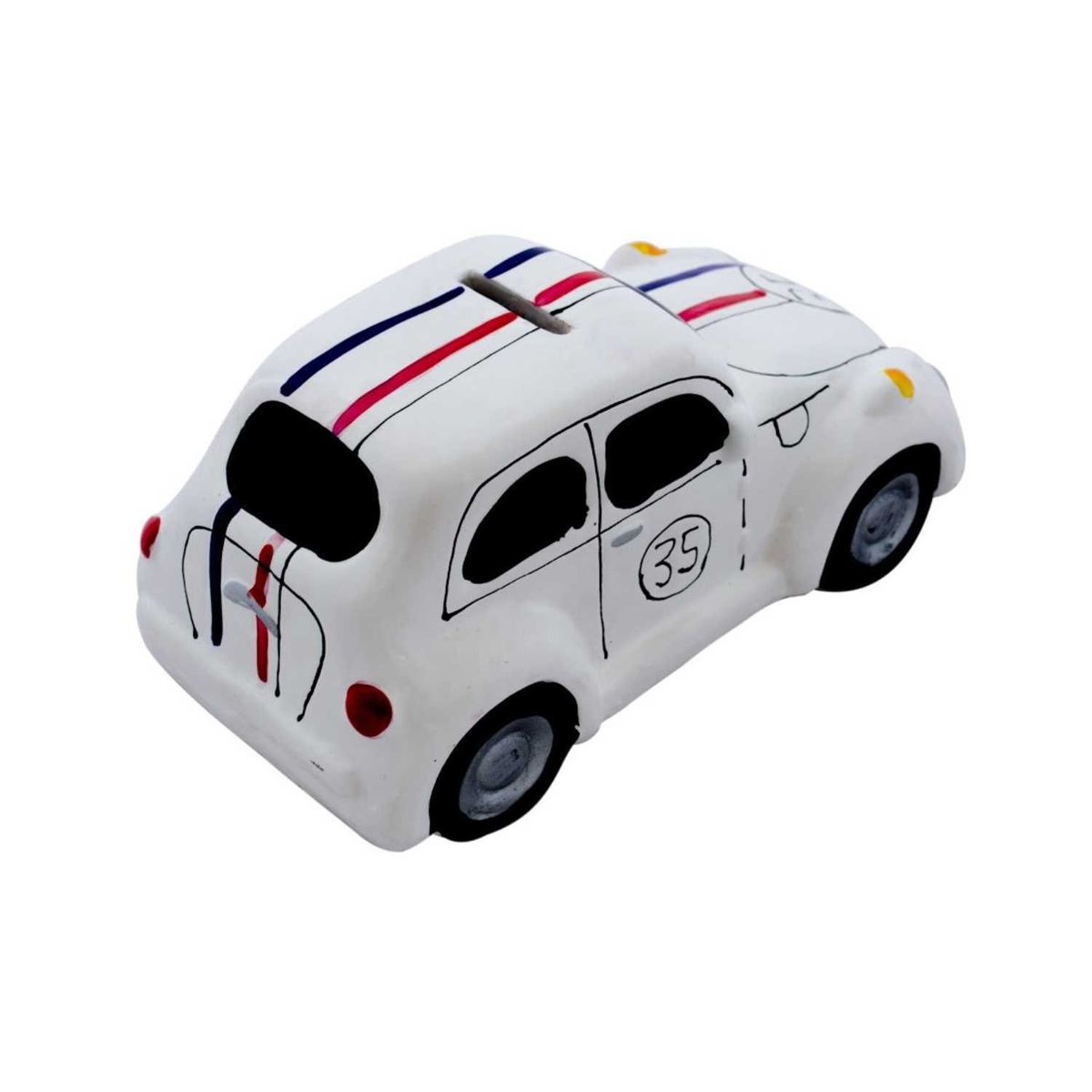 HOME ESSENTIALS - Alcancia decorativa de cerámica diseño auto escarabajo