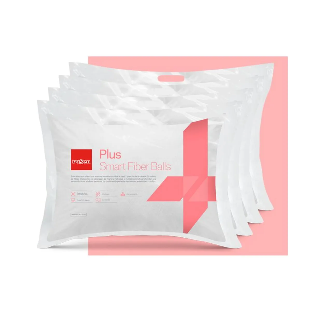 ROSEN - Set 4 Almohadas Rosen Fibra Plus Americana 50x70 cm