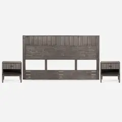 ROSEN - Set Respaldo King + Veladores Cleveland Grafito