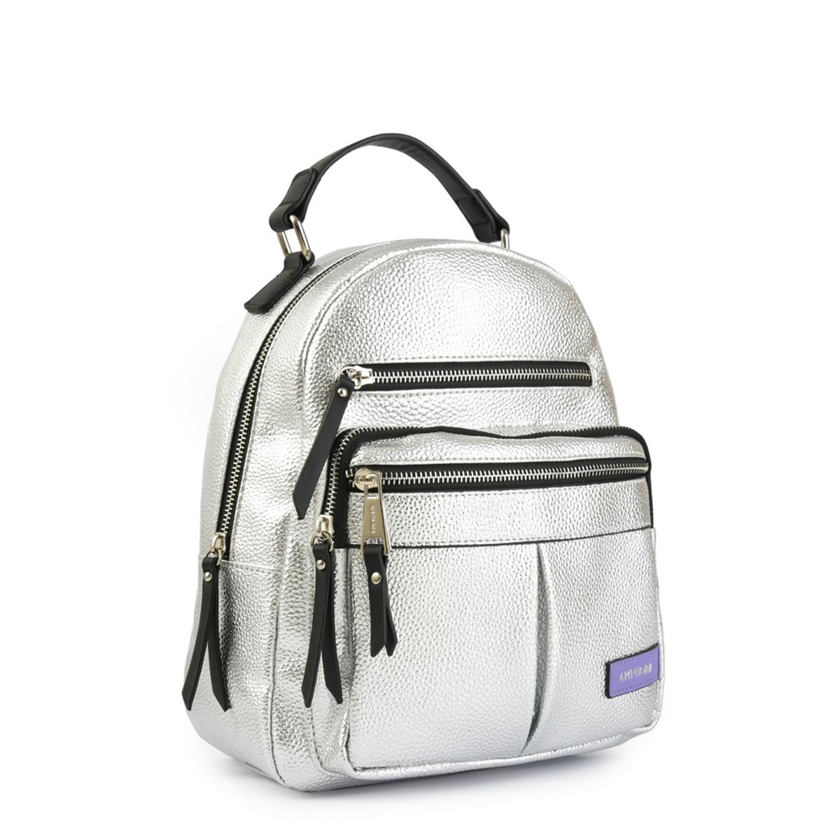 AMPHORA - Metallique mochila pequeña plateado
