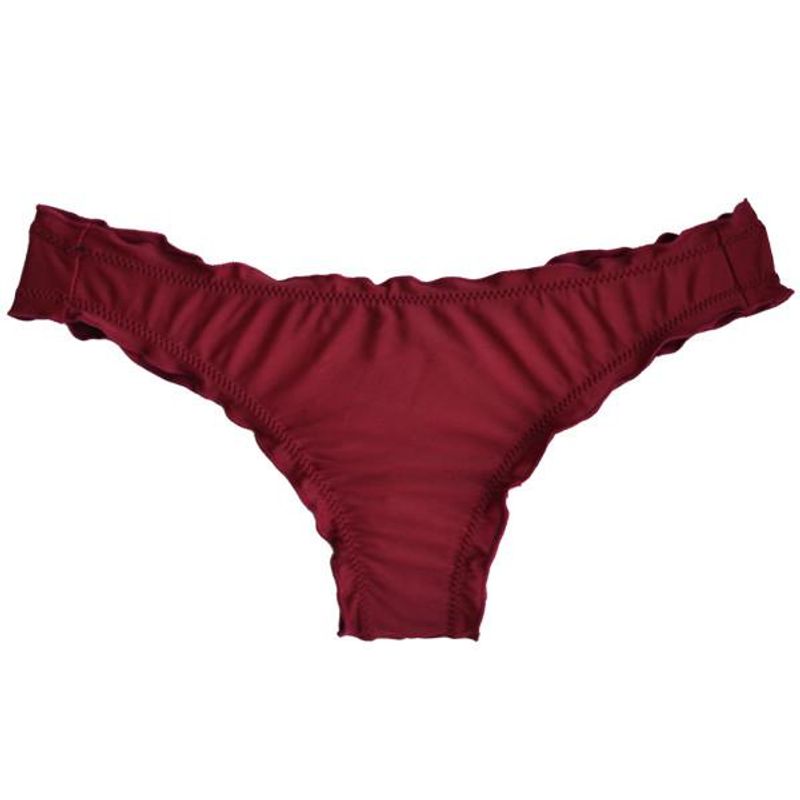 SAMIA - Bikini calzón tanga arruchada color rojo - Rojo