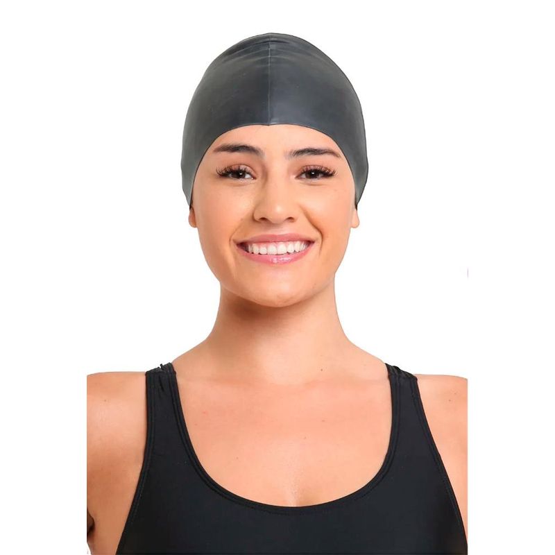 SAMIA - Gorro de natación de silicona negro - Negro