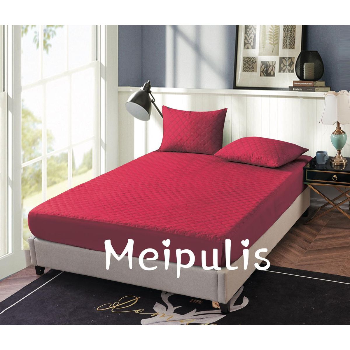 GENERICO - Cubre Colchón - Forro impermeable  Funda - KING - Color Rojo