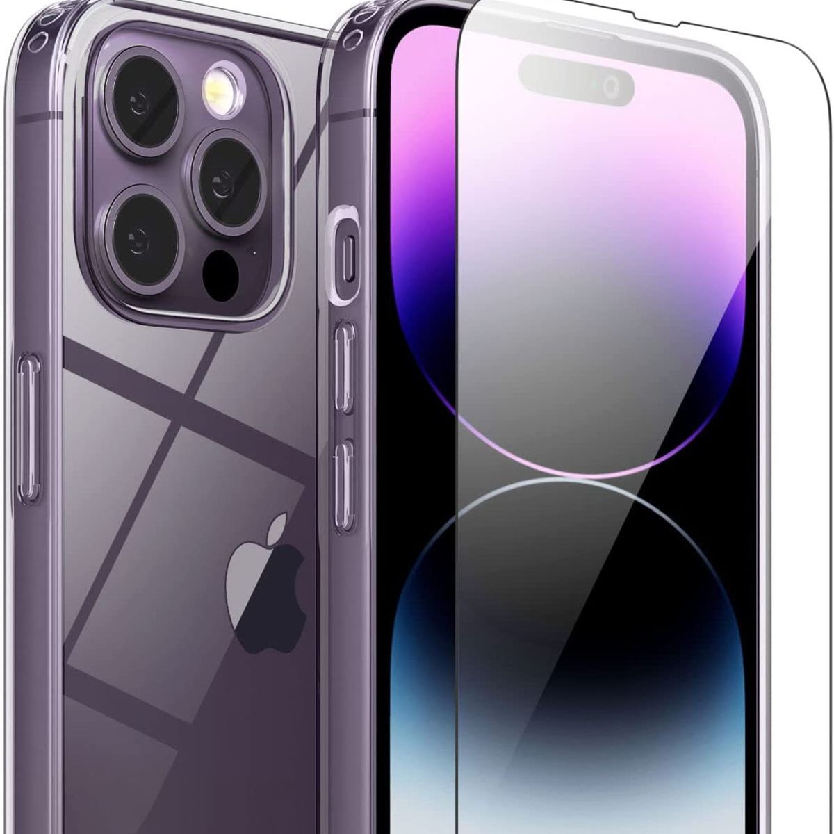 OEM - Carcasa Silicona Slim iPhone 14 Pro max y Vidrio Templado Completo