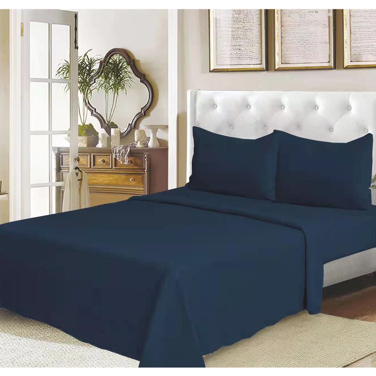 GENERICO - Ropa de cama Juego de sabanas para cama King AZUL