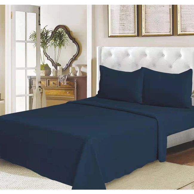 GENERICO - Ropa de cama Juego de sabanas para cama King AZUL