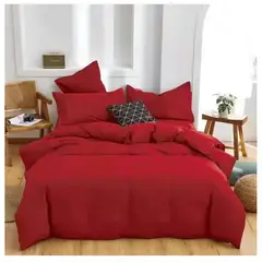 GENERICO - Ropa de cama Juego de sabanas para cama King ROJO