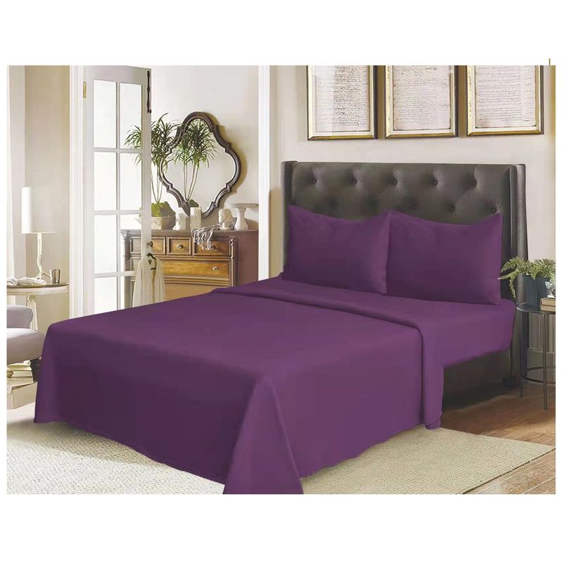 GENERICO - Ropa de cama Juego de sabanas para cama 2 Plazas VIOLETA