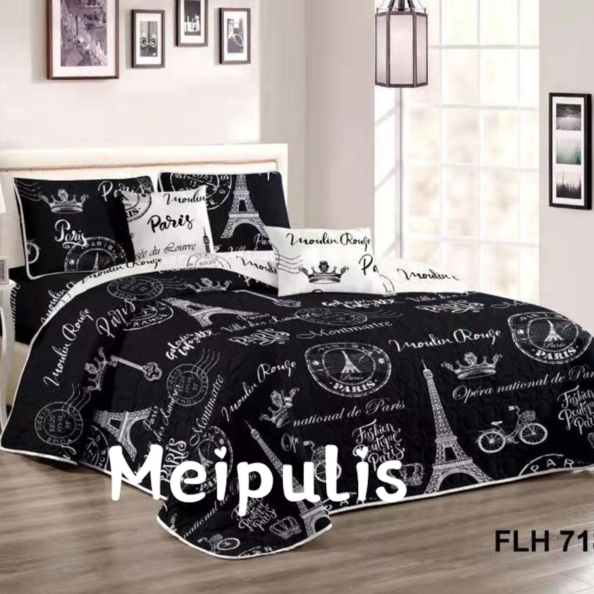 GENERICO - Cobertor de verano tipo Quilt + Juego de Sabanas 2 plazas Paris 718