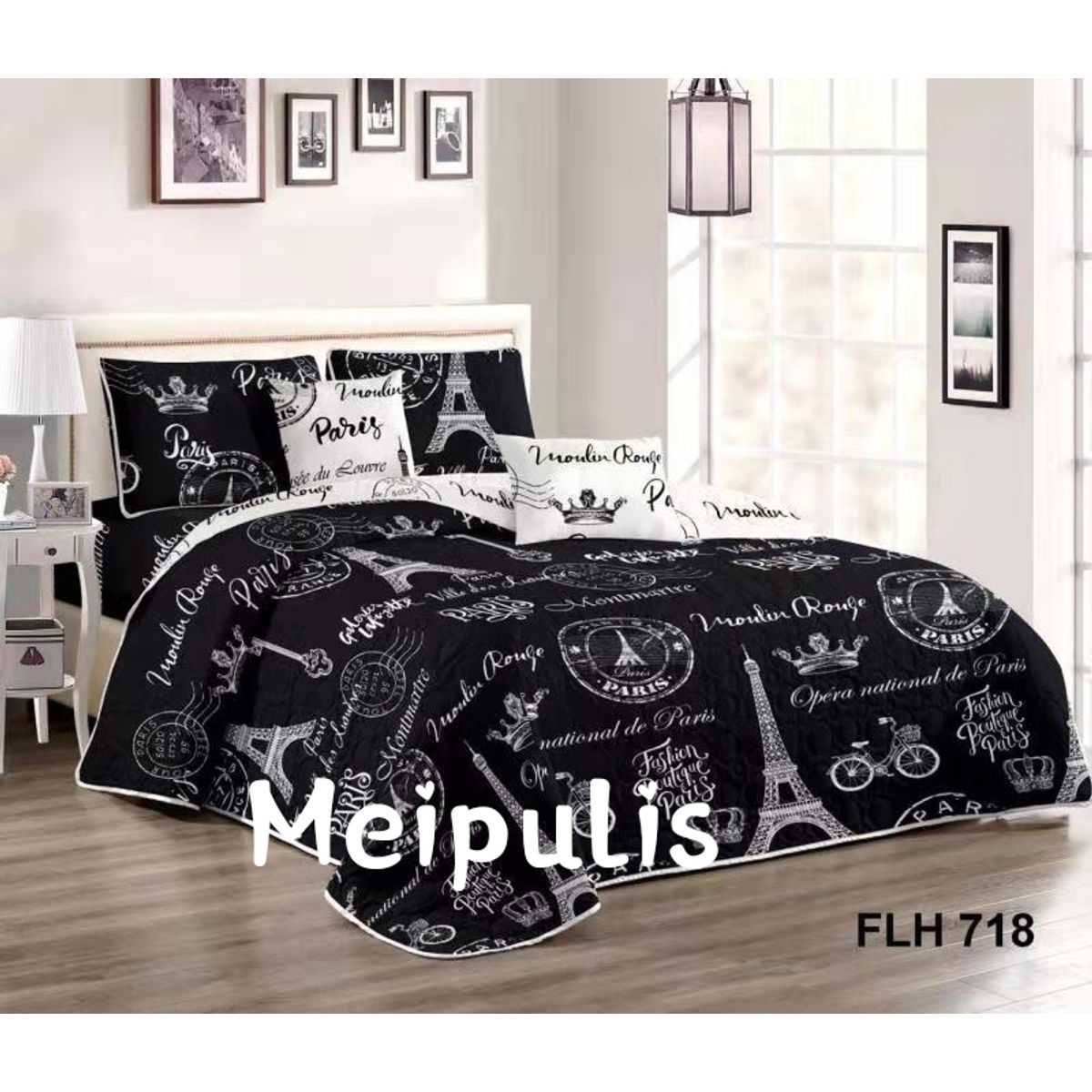 GENERICO - Cobertor de verano tipo Quilt + Juego de Sabanas 2 plazas Paris 718