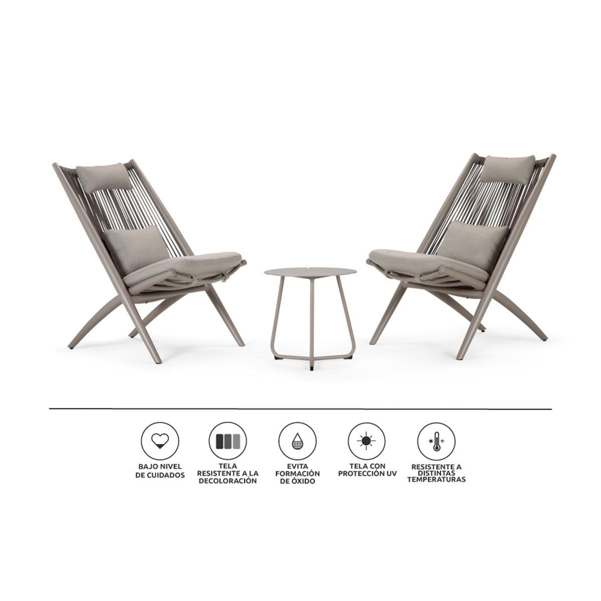 ROSEN - Set Balcón de Terraza Rosen Lumbarda 3 Piezas Taupe