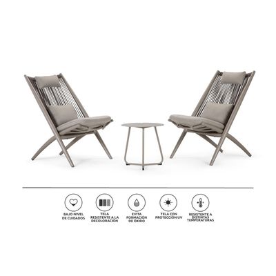 Imagen 2 del producto Set Balcón de Terraza Lumbarda 3 Piezas Taupe