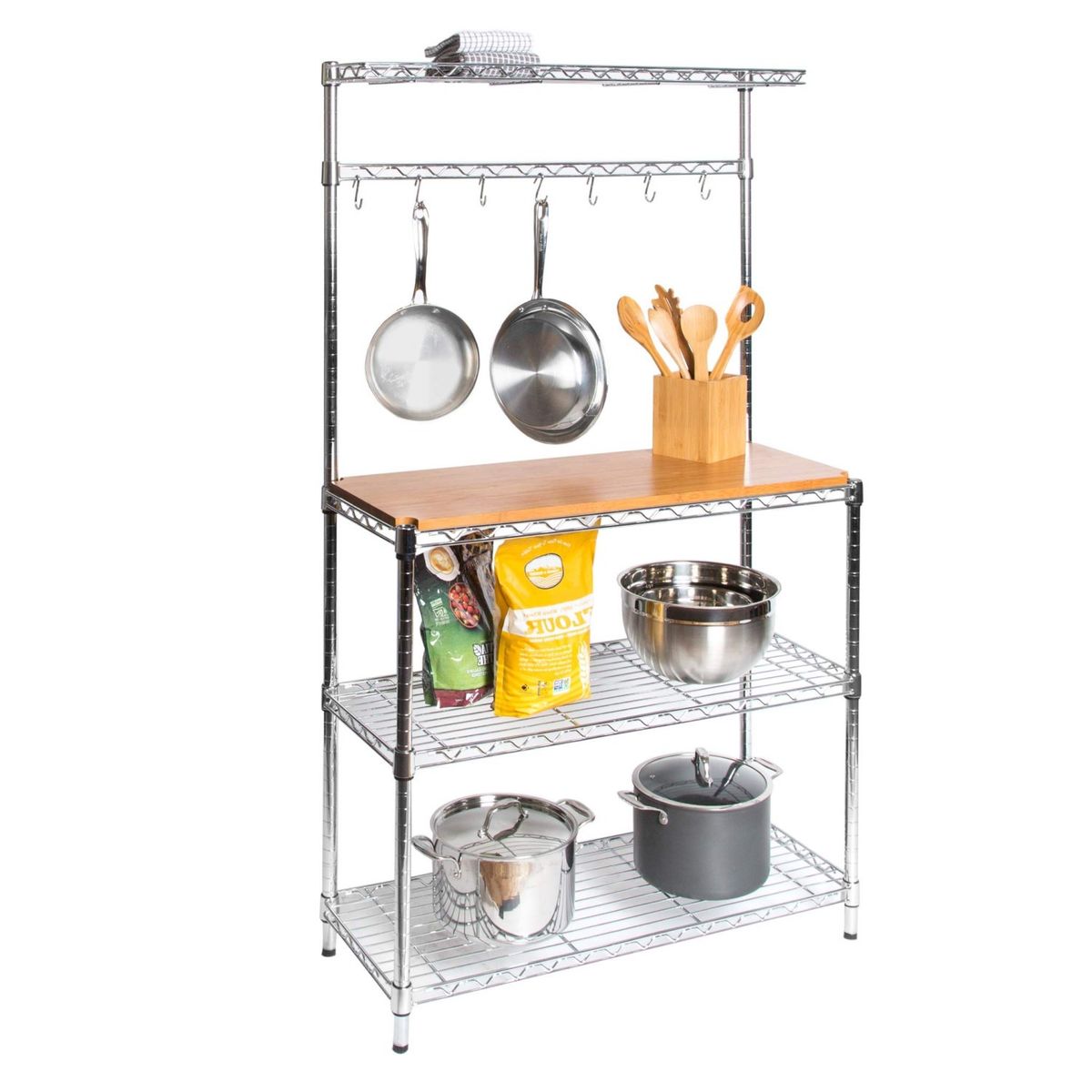 PROCHEF - Mesa con repisas 60x35x124 cm. Ruedas. Acero Cromado