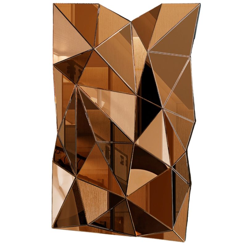 UKPRAM - Espejo de pared decorativo  - cristal TRIÁNGULOS DORADOS