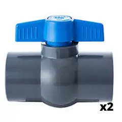 GENERICO - Válvula Bola 50mm Pack 2 Unidades PVC
