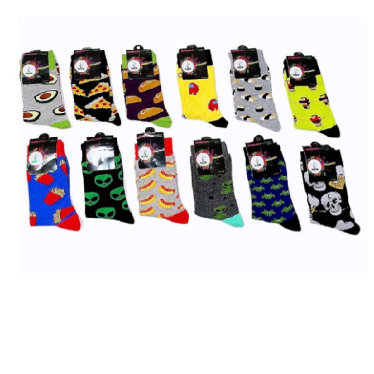 EVERSO - Pack12 Calcetines Diseños Variados Algodón Para Hombre.