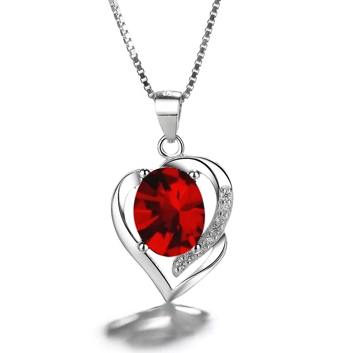 GENERICO - Collar Con Colgante Plata 925 Corazón Circón Azul Elegante Joya Mujer