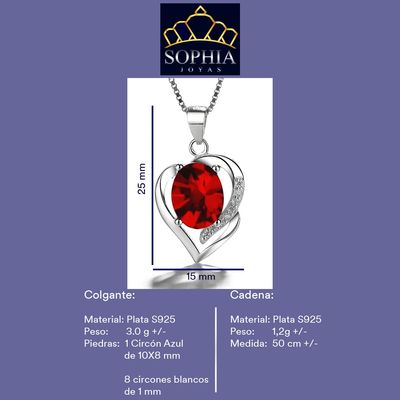 Imagen 2 del producto Collar Con Colgante Plata 925 Corazón Circón Azul Elegante Joya Mujer