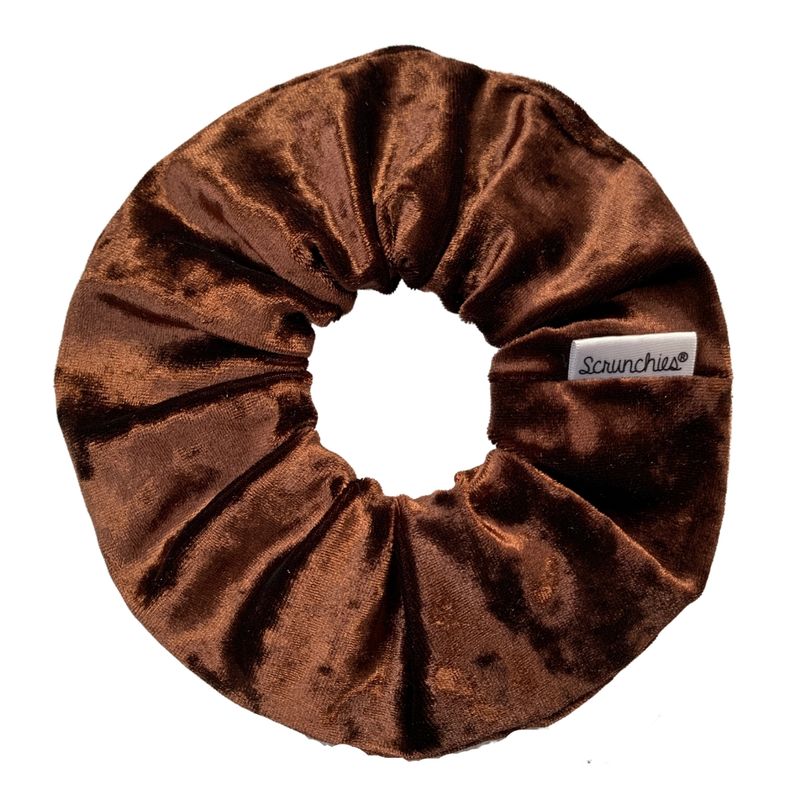 SCRUNCHIES - Scrunchie terciopelo satinado cafe
