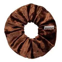 SCRUNCHIES - Scrunchie terciopelo satinado cafe
