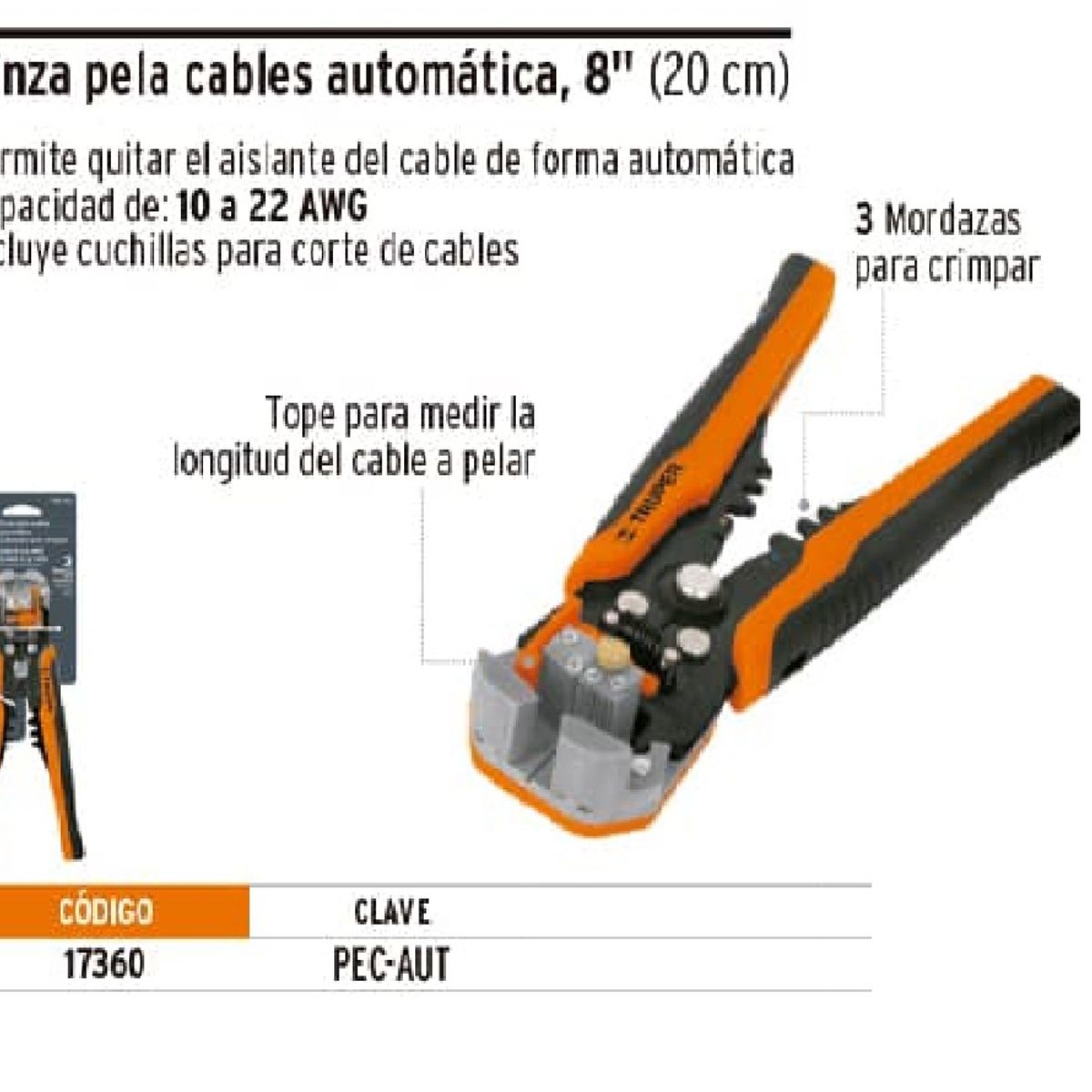 TRUPER - Alicate Pelacables Automatico Profesional Truper