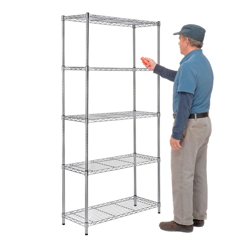 PROCHEF - Estante 90x35x180 cm. Acero Cromado 5 bandejas Cap. 600 kg