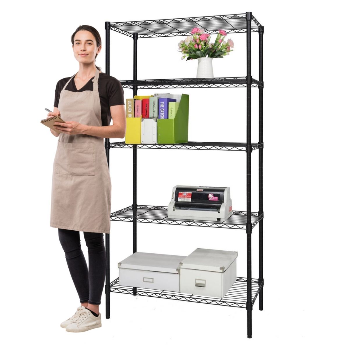 PROCHEF - Estante Epoxico 90x35x180 cm. Acero 5 bandejas. Cap. 600 kg.