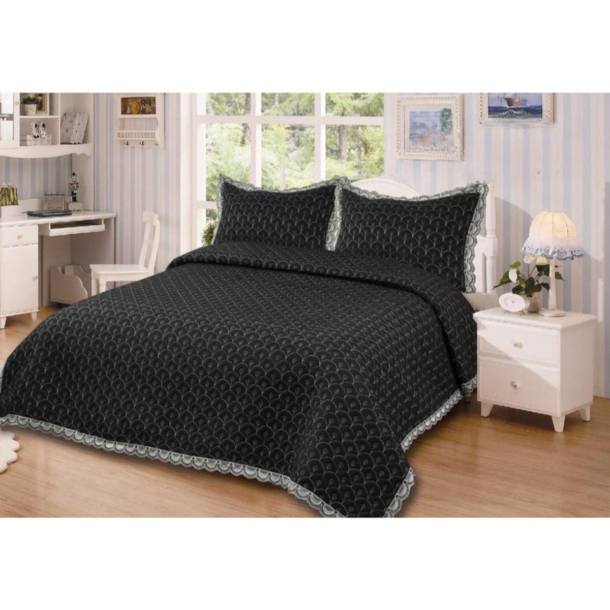 GENERICO - Quilt Bordado Cubrecamas 2 Plaza Reversibles