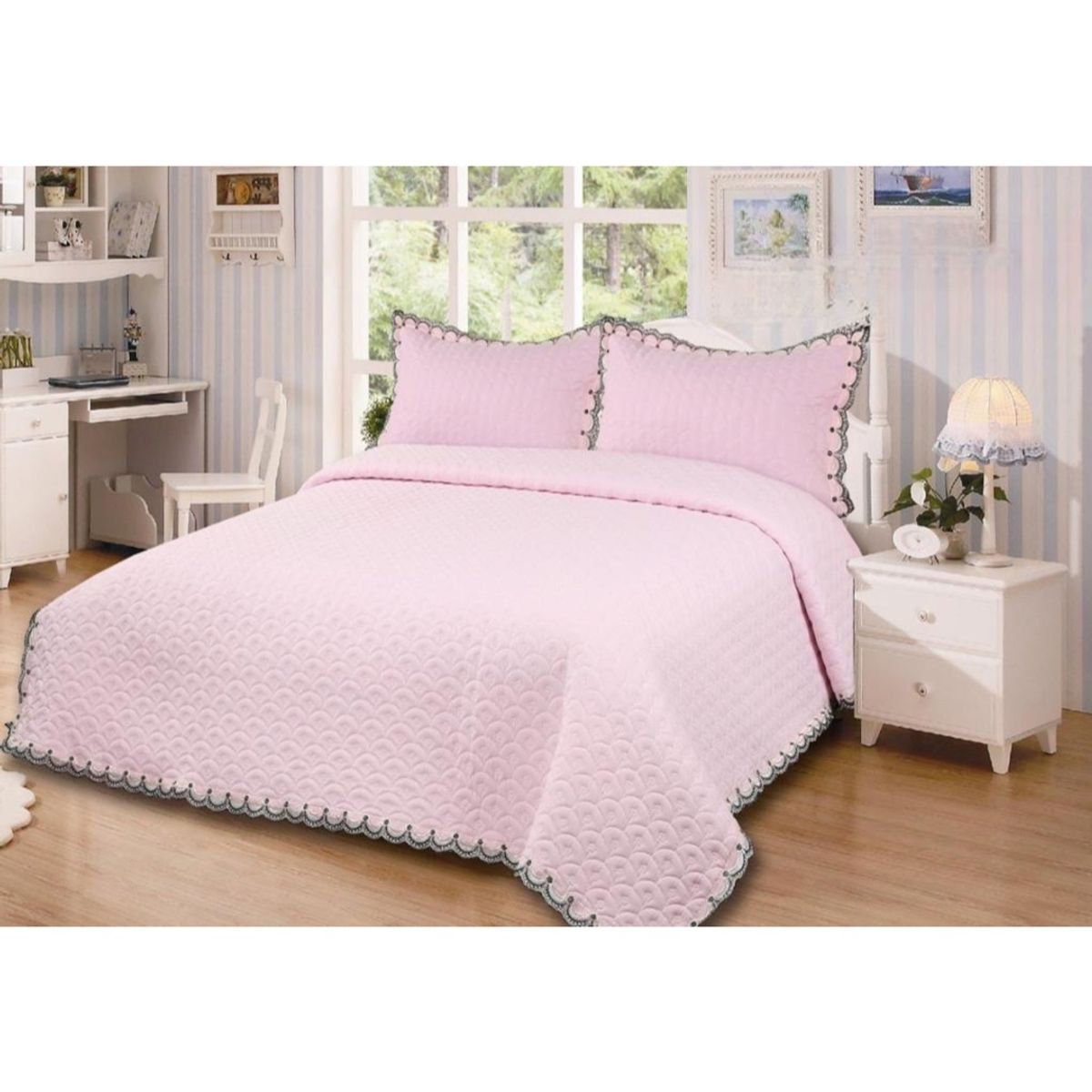 GENERICO - Quilt Bordado Cubrecamas 2 Plaza Reversibles