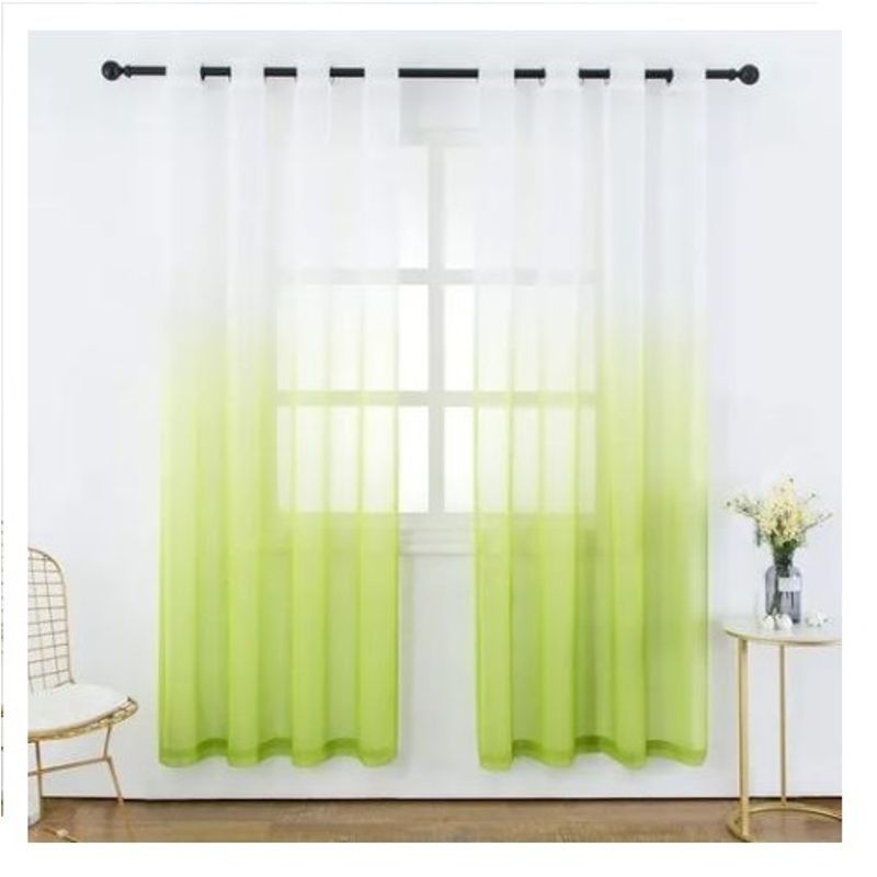 GENERICO - Set de Cortinas de tela Visillo tipo Velo - 2 Paños - Color Verde