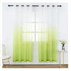 GENERICO - Set de Cortinas de tela Visillo tipo Velo - 2 Paños - Color Verde