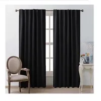Set de Cortinas de tela Blackout 2 Paños Color Negro